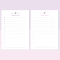 A5 Blank List Template - Lavendar and Bright Pink