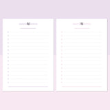 A5 Blank List Template - Lavendar and Bright Pink