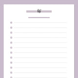 A5 Blank List Template - Purple