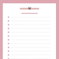 A5 Blank List Template - Red