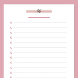 A5 Blank List Template - Red