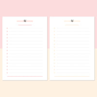 A5 Blank List Template - Salmon Red and Bright Orange