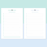 A5 Blank List Template - Teal and Light Blue