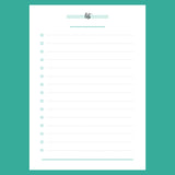 A5 Blank List Template - Version 1 Full Page View