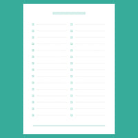 A5 Blank List Template - Version 2 Full Page View