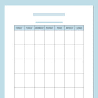 A5 Blank Monthly Calendar Template - Blue