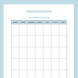 A5 Blank Monthly Calendar Template - Blue