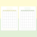 A5 Blank Monthly Calendar Template - Light Yellow and Light Green