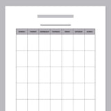 A5 Blank Monthly Calendar Template - Grey