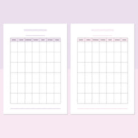 A5 Blank Monthly Calendar Template - Lavendar and Bright Pink