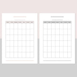 A5 Blank Monthly Calendar Template - Light Brown and Light Grey
