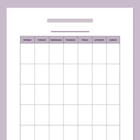 A5 Blank Monthly Calendar Template - Purple