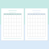 A5 Blank Monthly Calendar Template - Teal and Light Blue