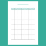 A5 Blank Monthly Calendar Template - Version 1 Full Page View