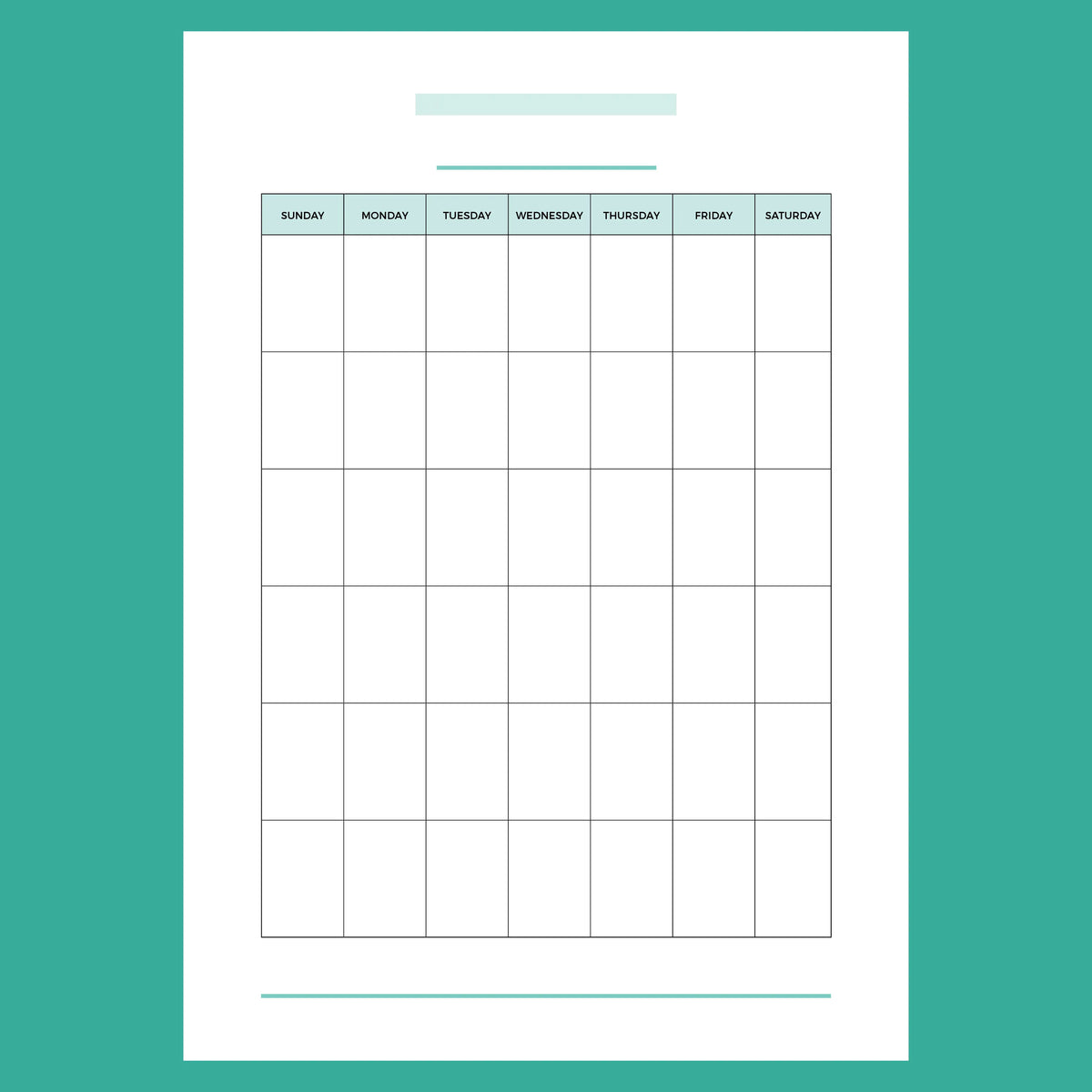 A5 Blank Monthly Calendar Template | Printable PDF | Instant Download ...