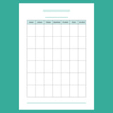 A5 Blank Monthly Calendar Template - Version 2 Full Page View