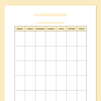 A5 Blank Monthly Calendar Template - Yellow