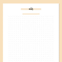 A5 Dot Grid Notes Template - Orange