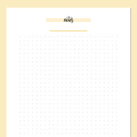 A5 Dot Grid Notes Template - Yellow