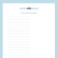 A5 Half Page Notes Template - Blue