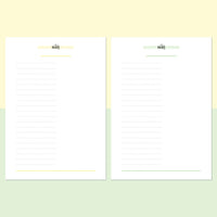 A5 Half Page Notes Template - Light Yellow and Light Green