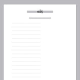 A5 Half Page Notes Template - Grey