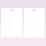 A5 Half Page Notes Template - Lavendar and Bright Pink