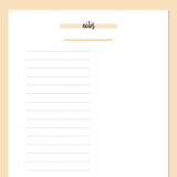 A5 Half Page Notes Template - Orange