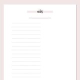 A5 Half Page Notes Template - Pink