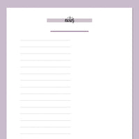 A5 Half Page Notes Template - Purple