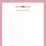 A5 Half Page Notes Template - Red