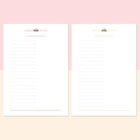 A5 Half Page Notes Template - Salmon Red and Bright Orange