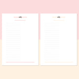 A5 Half Page Notes Template - Salmon Red and Bright Orange