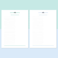 A5 Half Page Notes Template - Teal and Light Blue