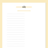 A5 Half Page Notes Template - Yellow