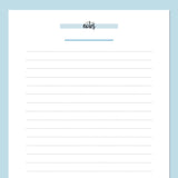 A5 Lined Notes Template - Blue