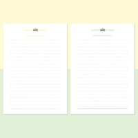 A5 Lined Notes Template - Light Yellow and Light Green