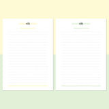 A5 Lined Notes Template - Light Yellow and Light Green