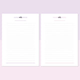 A5 Lined Notes Template - Lavendar and Bright Pink