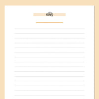 A5 Lined Notes Template | Printable PDF | Instant Download – Plan Print ...