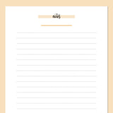 A5 Lined Notes Template - Orange