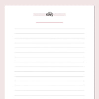 A5 Lined Notes Template | Printable PDF | Instant Download – Plan Print ...