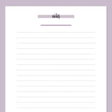 A5 Lined Notes Template - Purple