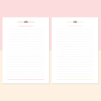 A5 Lined Notes Template - Salmon Red and Bright Orange