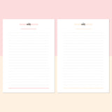 A5 Lined Notes Template - Salmon Red and Bright Orange