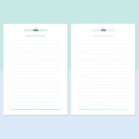 A5 Lined Notes Template - Teal and Light Blue