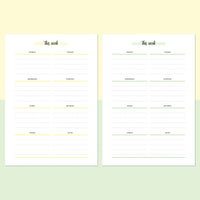 A5 Weekly Notes Template - Light Yellow and Light Green