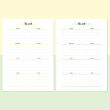 A5 Weekly Notes Template - Light Yellow and Light Green