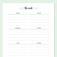 A5 Weekly Notes Template - Green