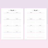 A5 Weekly Notes Template - Lavendar and Bright Pink